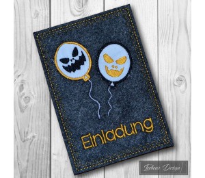 Stickdatei - ITH Postkarte Einladung Halloween Ballons